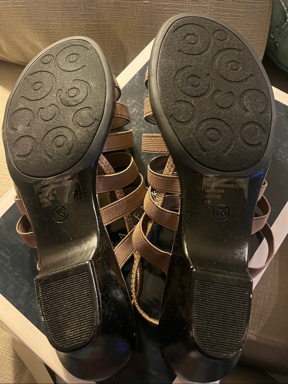 Karen Scott Mocha Estevee Strappy Rhinestone Slide Mules NIB - Picture 4 of 6